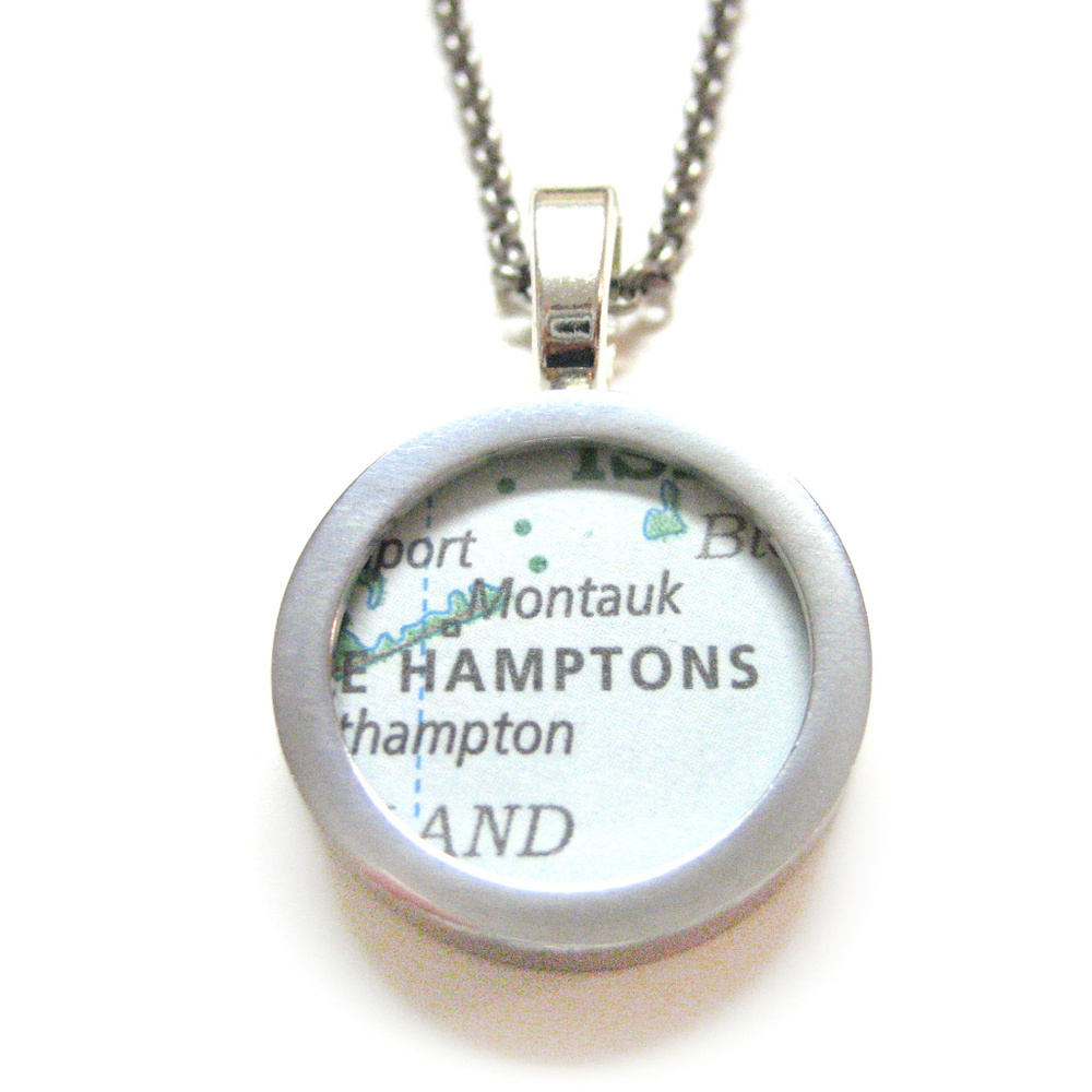 The Hamptons Map Pendant Necklace